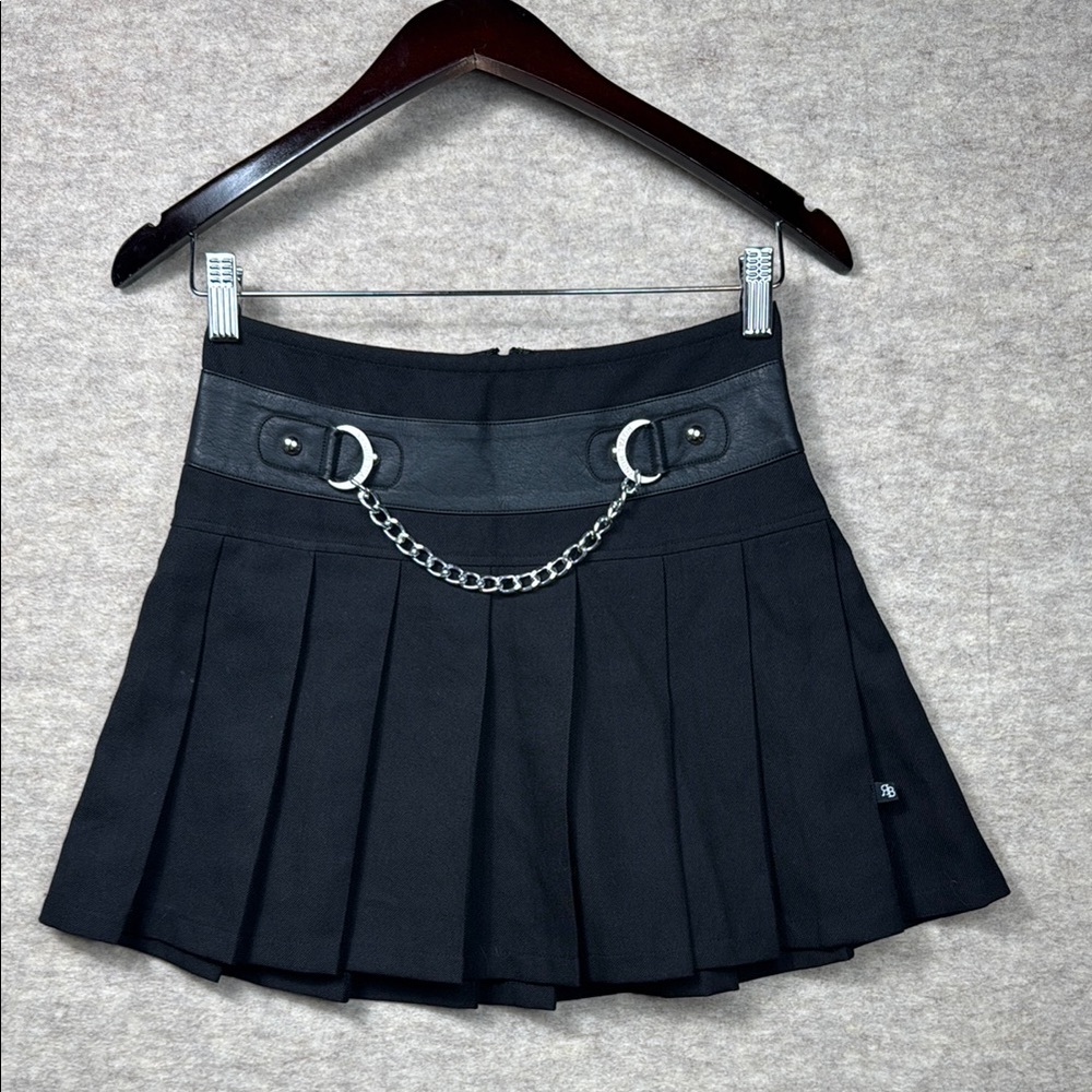 Royal Bones Black Mini Skirt with Edgy Appeal